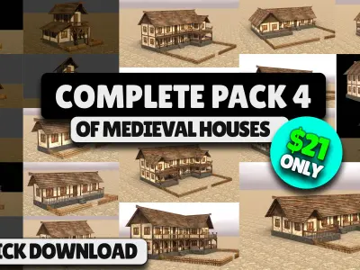 Ultimate Low Poly Medieval Village and House Pack 3D Game Design