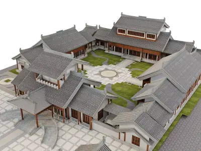 Japan Courtyard Complex 3D model