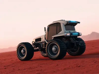 Futuristic Hover Tractor with Advanced Solar Panels Low-poly 3D model