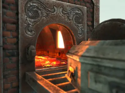 Low Poly Vintage Cremation Furnace  With PBR Materials Low-poly 3D model