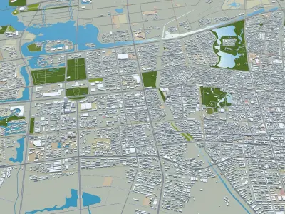 Yinchuan Ningxia China 60km AI Low-poly 3D model