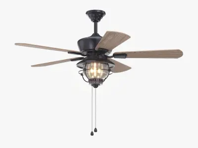 52 Inch Bronze Indoor Outdoor Ceiling Fan with Light PBR 3D model
