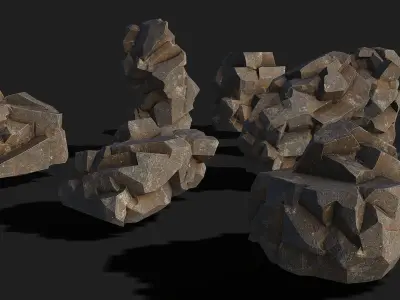Mountain cliff Rocks - PBR Pack 01 Low-poly 3D model
