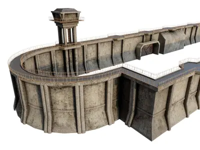 Giant Defence Wall Pack   Low-poly 3D model