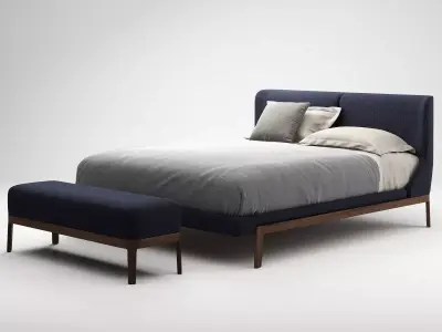 Fulham Bed and Bench 3D model