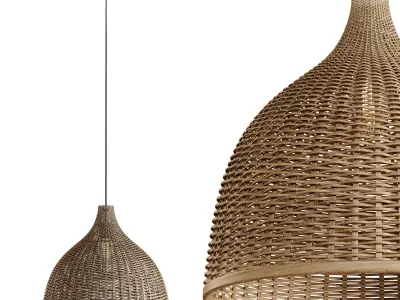 Rattan Pendant Light Handmade Basket Lamp 3D model