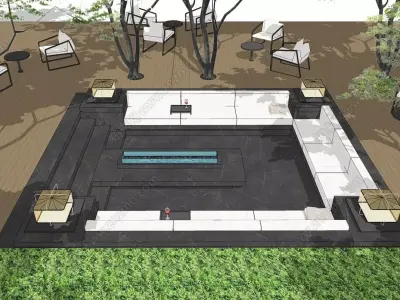  Outdoor Fire Pit Bar Design 3D model