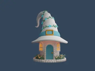 Witch Hat House Low-poly 3D model