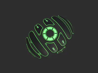 Scifi Parachute A10 Projection  - Character Accessories Design Low-poly 3D model