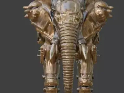 Steampunk Mechanical Elephant Automaton 3D Model  Low-poly 3D model