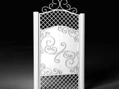 Wicket Gate with Decorative Forged Elements 3D model
