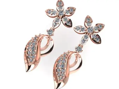 light Wight white gold diamond Earring-Nk-65ER 3D print model