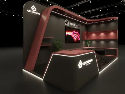 Exhibition booth design 3D model 7m x 3m 3D model