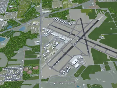 Abraham Lincoln Capital Airport Springfield 10km Low-poly 3D model