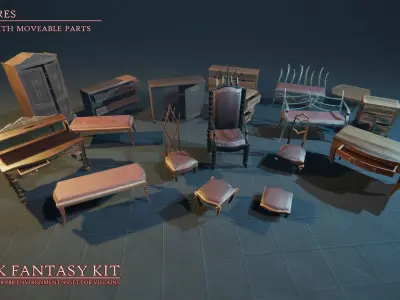 Dark Fantasy Kit Low-poly 3D model
