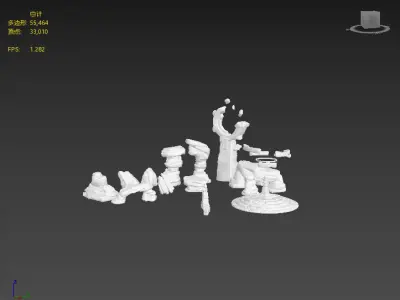 Hand drawn stylized stone Low-poly 3D model