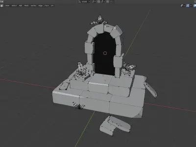 Ancient magic portal low poly 3D model
