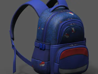 Backpack Camping color bag baggage pockets  Low-poly 3D model