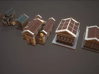Temple Pack Low-poly 3D model