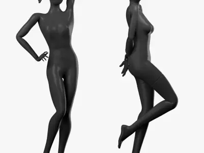  Black Rigged Simple and Sport Female Mannequins 