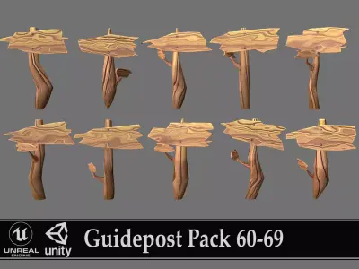Guidepost Pack 60-69 Low-poly 3D model