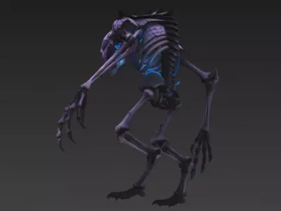 Purple Skeletal Humanoid Monster 3D Model 3D model 3D model