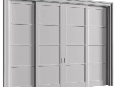 French Art Deco Sliding Modern Doors 3D model