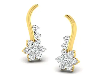 Gold Diamond Women Earring 3D print Model 3D print model 28