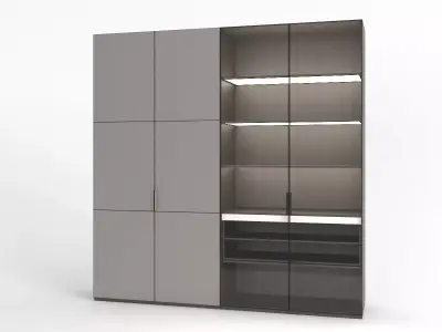 Wardrobe 3D model cabinet with glass doors 3D model