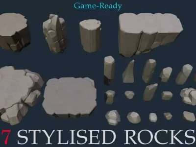 Stylised Rocks Low-poly 3D model
