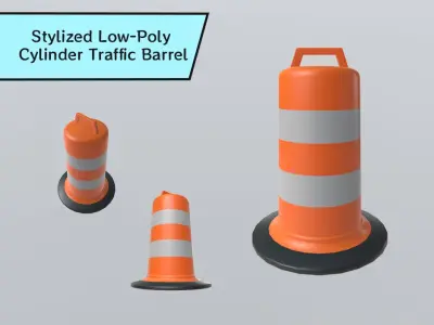 Stylized Low-Poly Road Barrier Collection 3D Model Pack