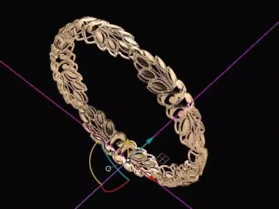 1445 Golden Leaf Bangle 8gm 3D print model