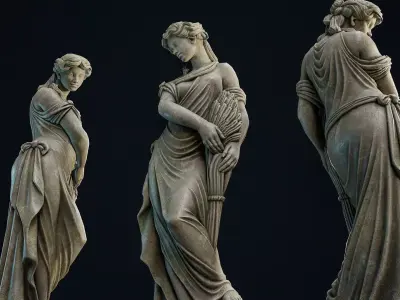 Garden Statue 4 PBR Low-poly 3D model