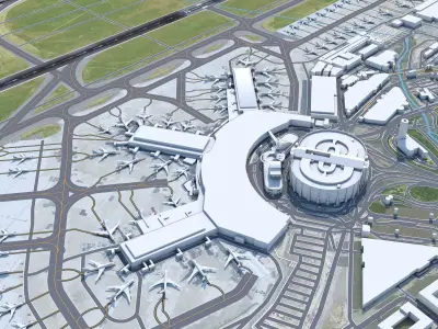 Dusseldorf Airport 10km Low-poly 3D model