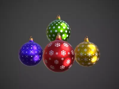 Christmas Balls Low-poly 3D model