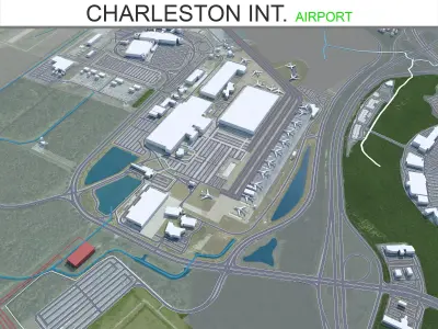 Charleston international Airport 12km Low-poly 3D model