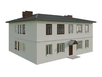 Two-story residential building  Free 3D model