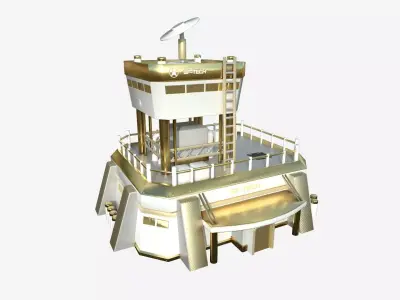 SciFi Facility B11 Gold - Sci Fi Exterior Design Low-poly 3D model