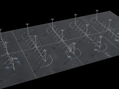 Diagonal Parking Lot Scene With 8K and 4K Textures Low-poly 3D model