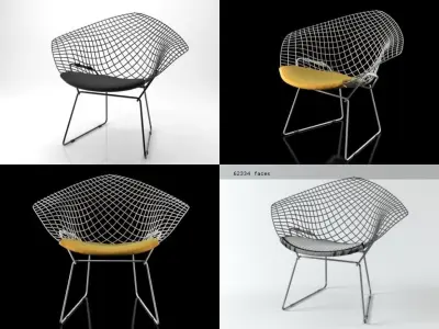 Bertoia Small Diamond Chair 3D model