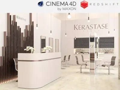 Redshift - C4D Scene files - Salon Scene interior  3D model