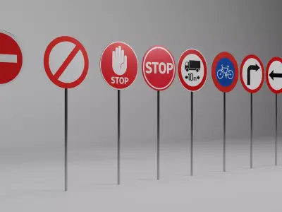 Low Poly Traffic Signs Pack Low-poly 3D model