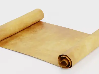 Scroll V3 - Aged Parchment Sheet Low-poly 3D model