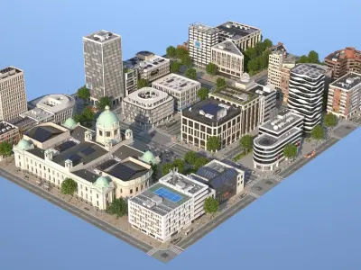 Euro City Low-poly 3D model