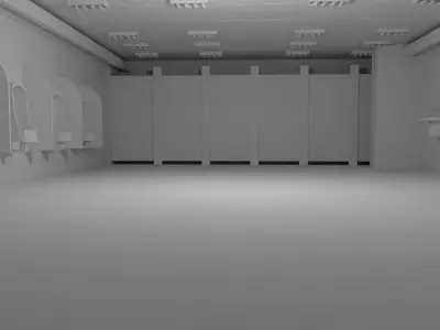 Restroom Interior No Material 3D model