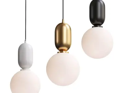Matsu Single Light Glass Dimmable Pendant 3D model