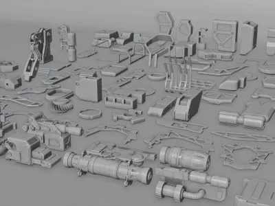 60  Sci Fi kitbash 3D model