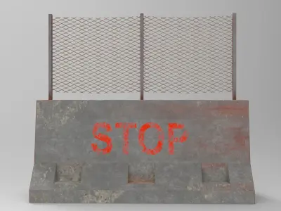 Road Barricade Old Low-poly 3D model