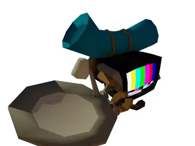 The Signal Seeker - Tv Robot Low-poly 3D model