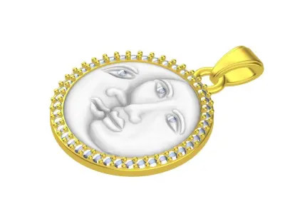 Moon Face Victorian silver gold Pendant Design 3D print model